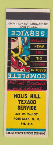 Matchbook Cover - Holis Hill Texaco oil gas Portales NM