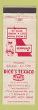 Matchbook Cover - Dick's Texaco oil gas Midland MI WEAR