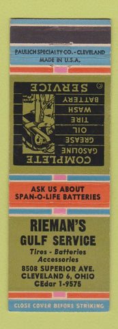 Matchbook Cover - Rieman's Gulf oil gas Cleveland OH