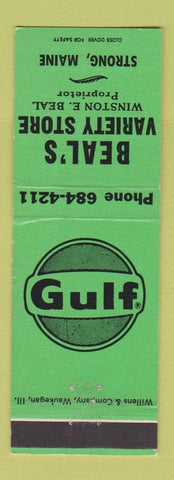 Matchbook Cover - Beal's Variety Store Gulf oil gas Strong ME