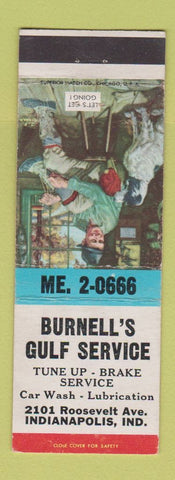 Matchbook Cover - Burnell's Gulf oil gas Indianapolis IN