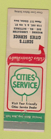 Matchbook Cover - Cities oil gas Scott's Clinton IA
