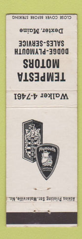 Matchbook Cover - Dodge Plymouth Tempesta Motors Dexter ME