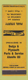 Matchbook Cover - Paul Steffy Dodge Plymouth Lancaster PA WEAR