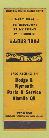 Matchbook Cover - Paul Steffy Dodge Plymouth Lancaster PA WEAR