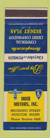 Matchbook Cover - Moir Motors Chrysler Plymouth Houlton ME