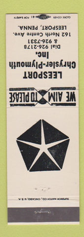 Matchbook Cover - Chrysler Leesport Plymouth PA