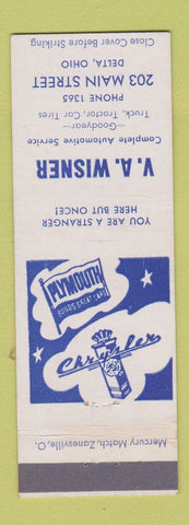 Matchbook Cover - Plymouth Chrysler VA Wisner Delta OH