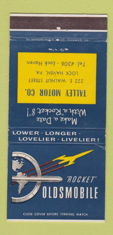 Matchbook Cover - Oldsmobile Rocket Talley Motor Lock Haven PA 30 Strike