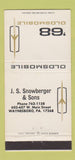 Matchbook Cover - 1968 Oldsmobile JS Snowberger Waynesboro PA 30 Strike