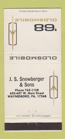Matchbook Cover - 1968 Oldsmobile JS Snowberger Waynesboro PA 30 Strike