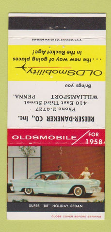 Matchbook Cover - 1958 Oldsmobile Reeser Daneker Williamsport PA 30 Strike