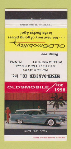 Matchbook Cover - 1958 Oldsmobile Reeser Daneker Williamsport PA 30 Strike