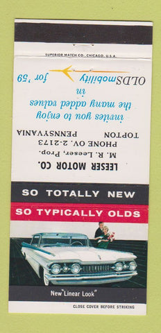 Matchbook Cover - 1959 Oldsmobile Leeser Topton PA 30 Strike