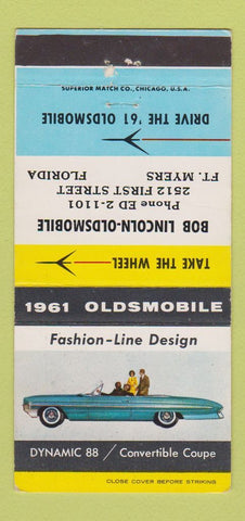 Matchbook Cover - 1961 Oldsmobile Bob Lincoln Fort Myers FL 30 Strike