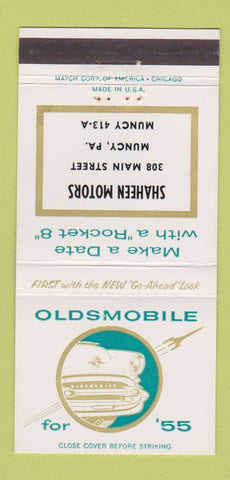 Matchbook Cover - 1955 Oldsmobile Shaheen Motors Muncy PA 30 Strike