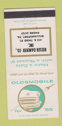 Matchbook Cover - 1955 Oldsmobile Reeser Daneker Williamsport PA 30 Strike
