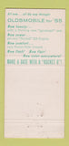 Matchbook Cover - 1955 Oldsmobile Reeser Daneker Williamsport PA 30 Strike
