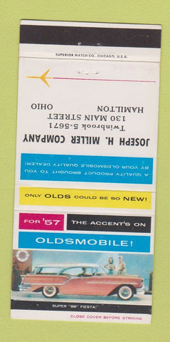Matchbook Cover - 1957 Oldsmobile Joseph Miller Hamilton OH 30 Strike