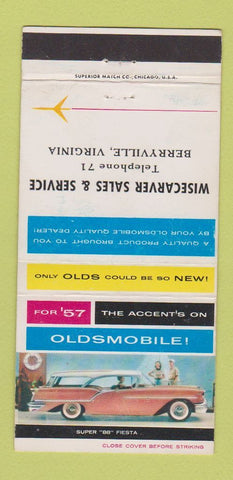 Matchbook Cover - 1957 Oldsmobile Wisearver Berryville VA 30 Strike