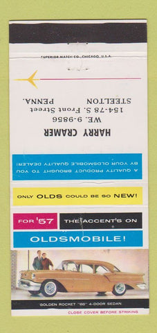 Matchbook Cover - 1957 Oldsmobile Harry Cramer Steelton PA 30 Strike