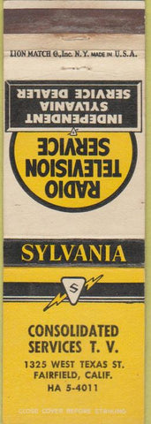 Matchbook Cover - Sylvania TV Radio Fairfield CA