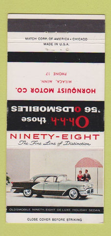 Matchbook Cover - 1956 Oldsmobile Hornquist Milaca MN low phone # 30 Strike