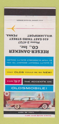 Matchbook Cover - 1957 Oldsmobile Reeser Daneker Williamsport PA 30 Strike