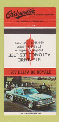 Matchbook Cover - 1977 Oldsmobile Delta 88 St Remi QC 30 Strike