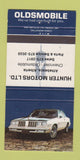 Matchbook Cover - Oldsmobile Chevrolet Hunter Athabasca AB  30 Strike