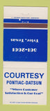 Matchbook Cover - Courtesy Pontiac Datsun Tyler TX 30 Strike