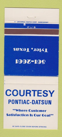 Matchbook Cover - Courtesy Pontiac Datsun Tyler TX 30 Strike