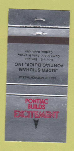 Matchbook Cover - Juder Stidham Pontiac Build Corbin KY 30 Strike
