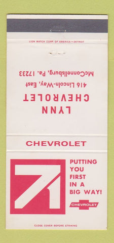 Matchbook Cover - 1971 Chevrolet Lynn McConnellsburg PA 30 Strike