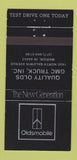 Matchbook Cover - Quality Oldsmobile GMC Trucks Marion IN 30 Strike