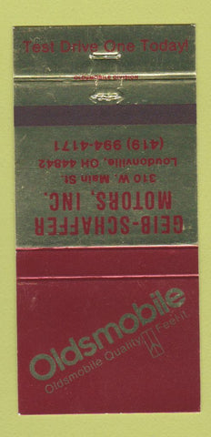 Matchbook Cover - Geib Schaffer Oldsmobile Loudonville OH 30 Strike