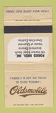 Matchbook Cover - Forbes Oldsmobile Chevrolet  Cadillac Brantford ON 30 Strike