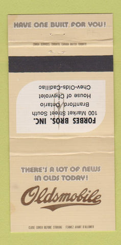 Matchbook Cover - Forbes Oldsmobile Chevrolet  Cadillac Brantford ON 30 Strike