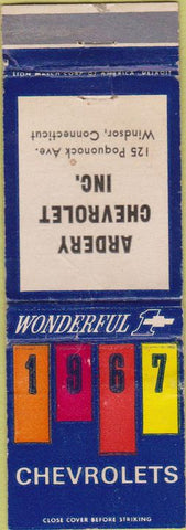 Matchbook Cover - 1967 Chevrolet Windsor CT WORN