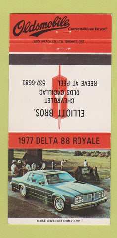 Matchbook Cover - 1977 Oldsmobile Delta 88 Elliott Bros Cadillac 30 Strike