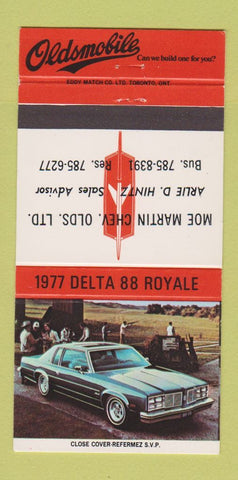 Matchbook Cover - 1977 Oldsmobile Delta 88 Chevrolet Canada 30 Strike