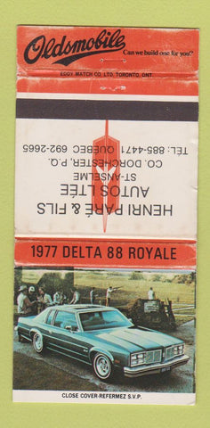 Matchbook Cover - 1977 Oldsmobile Delta 88 Dorchester QC WORN 30 Strike