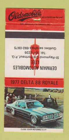 Matchbook Cover - 1977 Oldsmobile Delta 88 Germain Portneuf QC 30 Strike