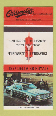 Matchbook Cover - 1977 Oldsmobile Chevrolet Quebec QC 30 Strike