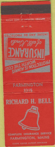 Matchbook Cover - Richard Bell Farmington ME insurance