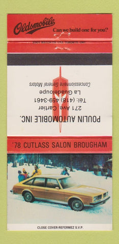 Matchbook Cover - 1978 Oldsmobile Cutlass Poulin La Guadeloupe QC 30 Strike