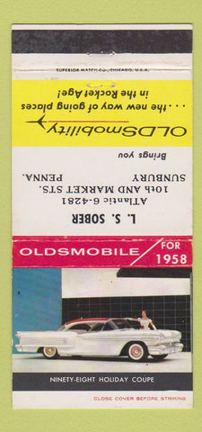 Matchbook Cover - 1958 Chevrolet LS Sober Sunbury PA 30 Strike