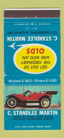 Matchbook Cover - C Stanlee Martin Oldsmobile Long Beach CA WEAR 30 Strike
