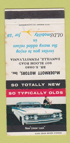 Matchbook Cover - 1959 Oldsmobile McDermott Danville PA WEAR 30 Strike