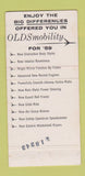 Matchbook Cover - 1959 Oldsmobile McDermott Danville PA WEAR 30 Strike